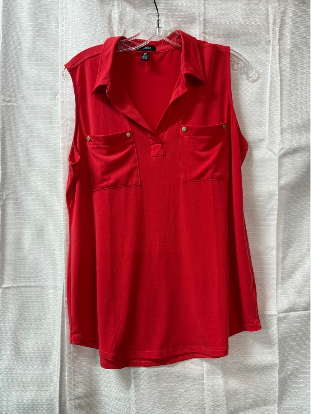 Jones New York Signature Red Sleeveless Polo Shirt Size Medium